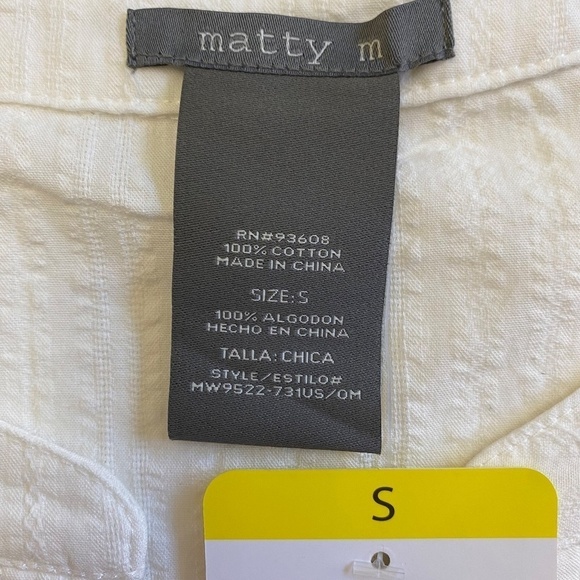 Matty M Ladies' Cotton Popover Top, Off-White/Ivory, Tunic Length, Small NWT - Picture 11 of 12